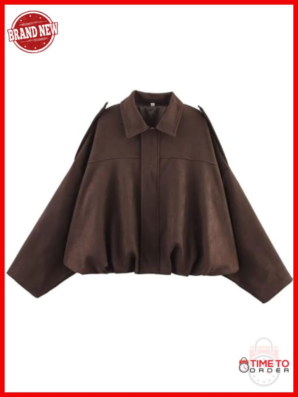 Faux Suede Bomber Jacket Oversized Pilot Coat Zip Up Motorcycle Streetwear
